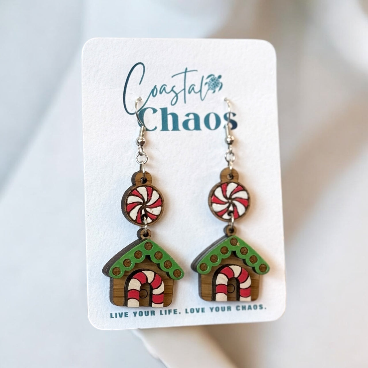 Festive Gingerbread House Earrings - Cute Christmas Jewelry by Coastal Chaos