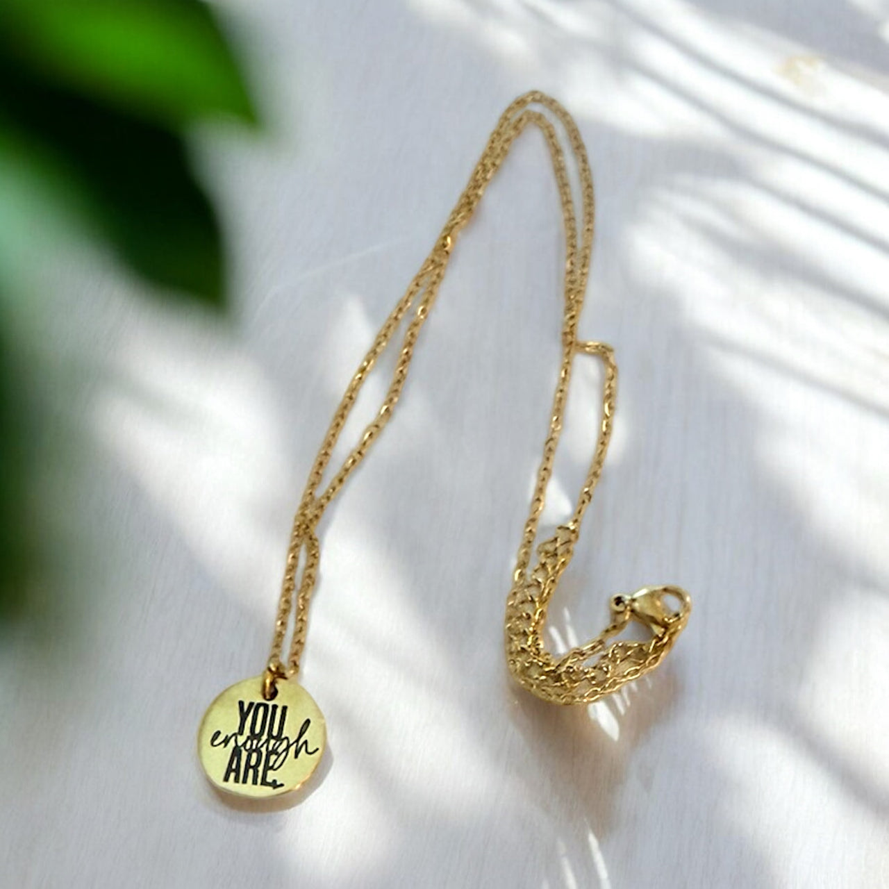 You Are Enough Inspirational Necklace - Gold & Silver Pendant Options, empowering gift for her