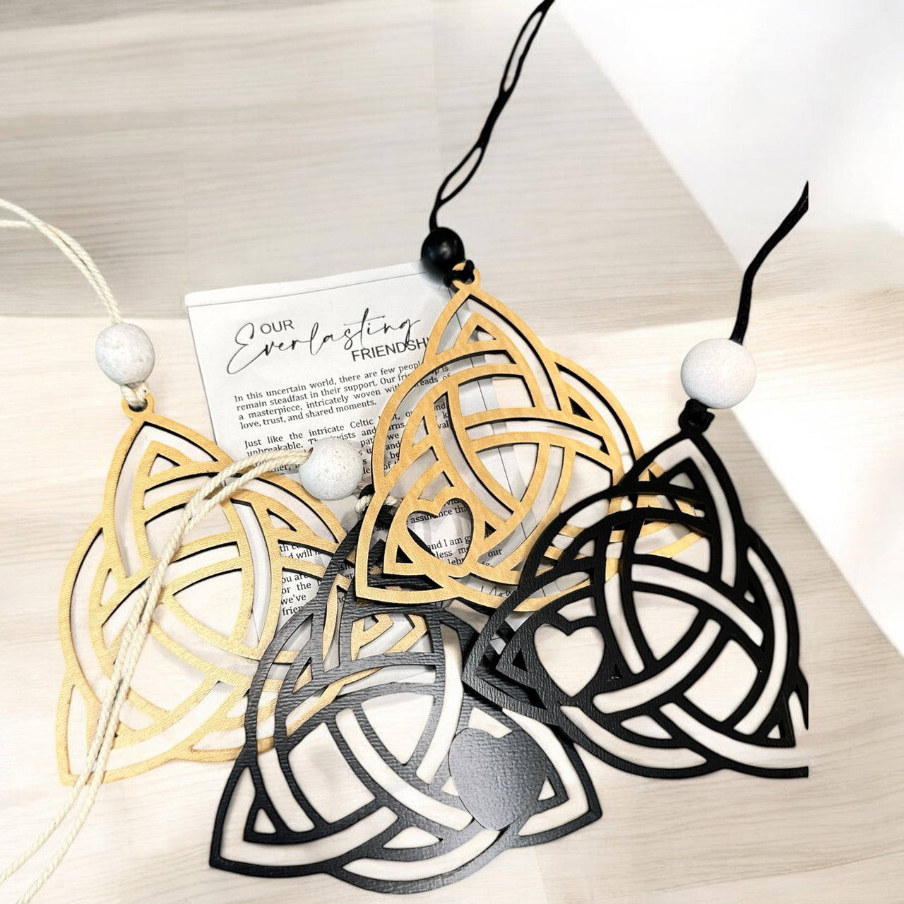 Handcrafted Wooden Celtic Knot Trinity Car Charms