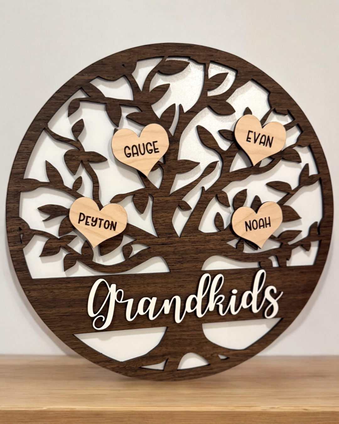 Grandkids family tree sign, custom wooden sign for grandparents and family, personalized wooden sign