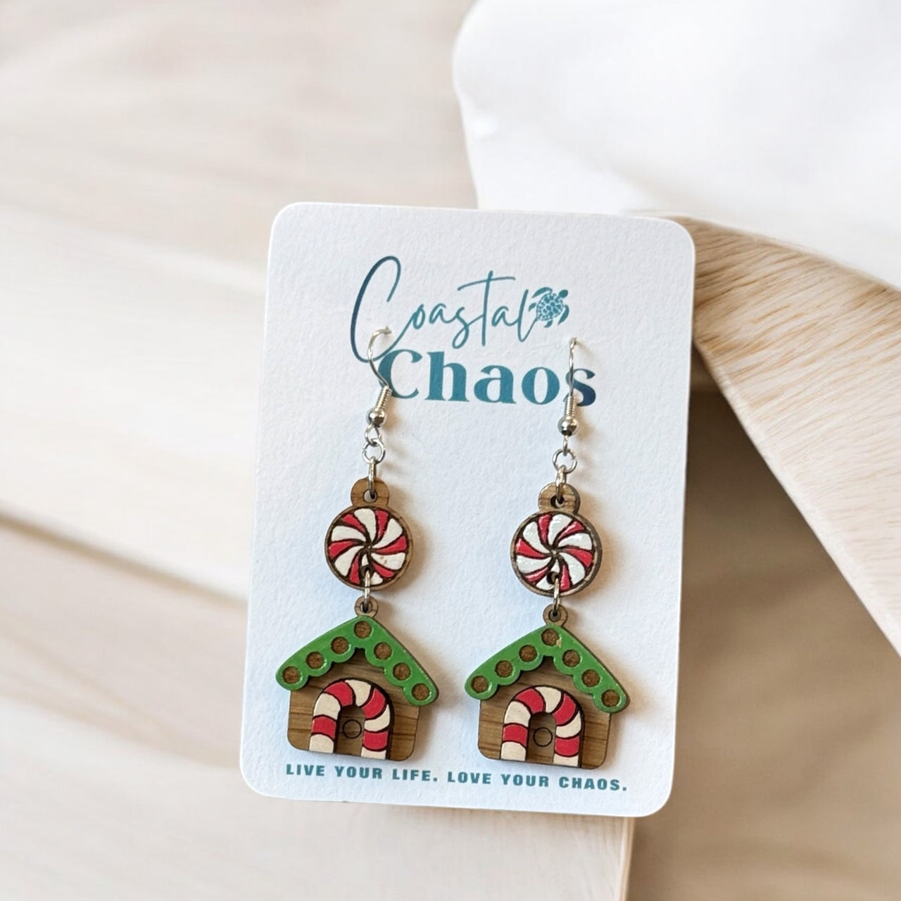 Festive Gingerbread House Earrings - Cute Christmas Jewelry by Coastal Chaos