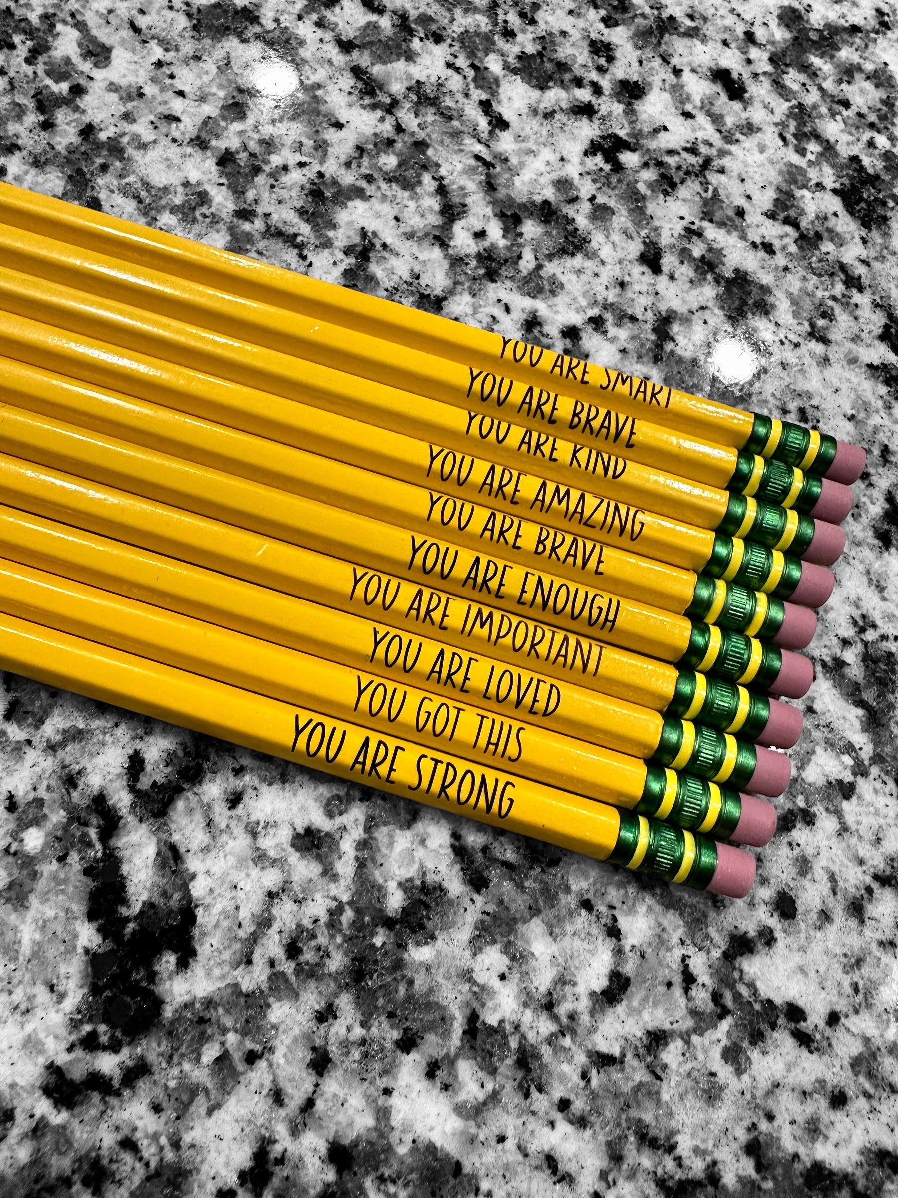 Positive affirmation & personalized pencils, school pencil, work gift, teacher, classroom needs - Coastal Chaos LLC