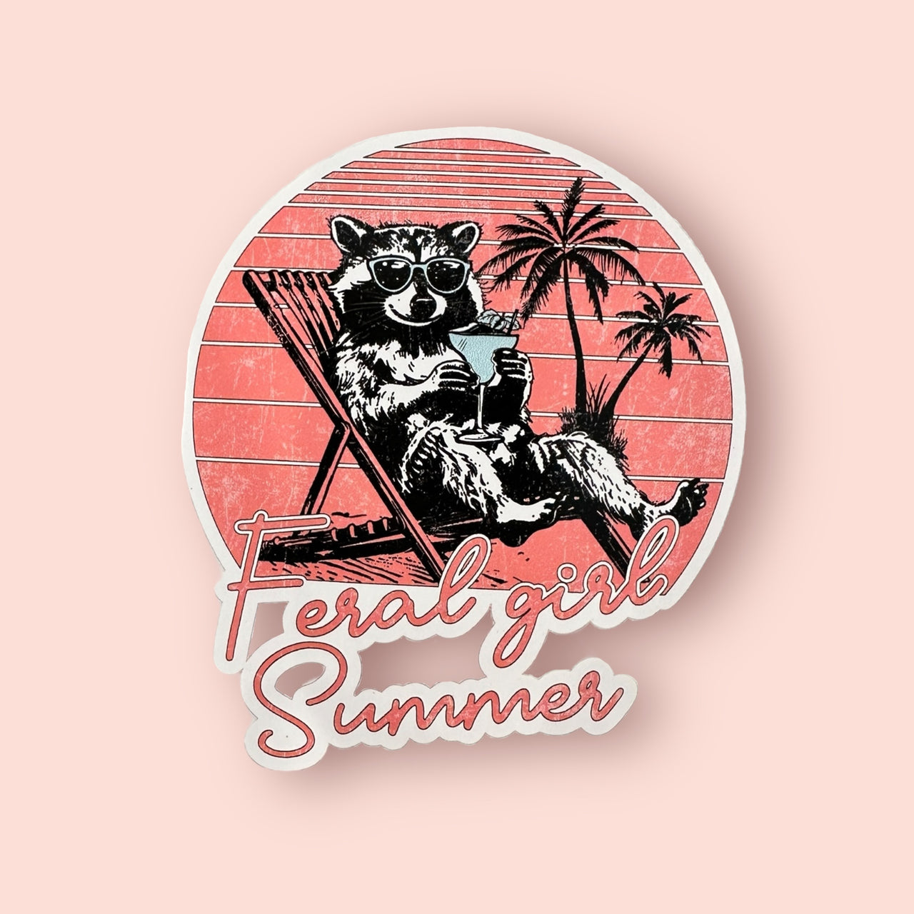 Feral girl sumnmer stickers, Funny stickers, raccoon sticker, feral girl