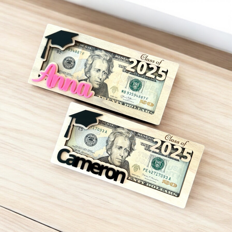Personalized Graduation Money Holder | Class of 2025 Gift | Custom Grad Cap Cash Display | Senior Gift for Him or Her