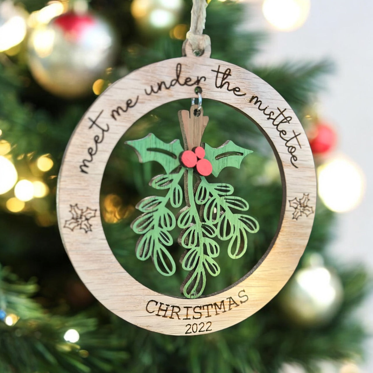 Meet me under the mistletoe ornament, Personalized ornament, custom Christmas ornament