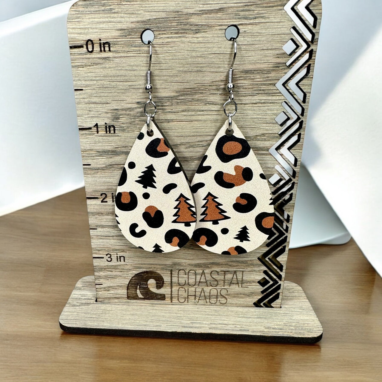 Christmas and leopard print acrylic dangle & stud Earrings, Christmas present, sexy, earrings, sassy, fun, womens gift