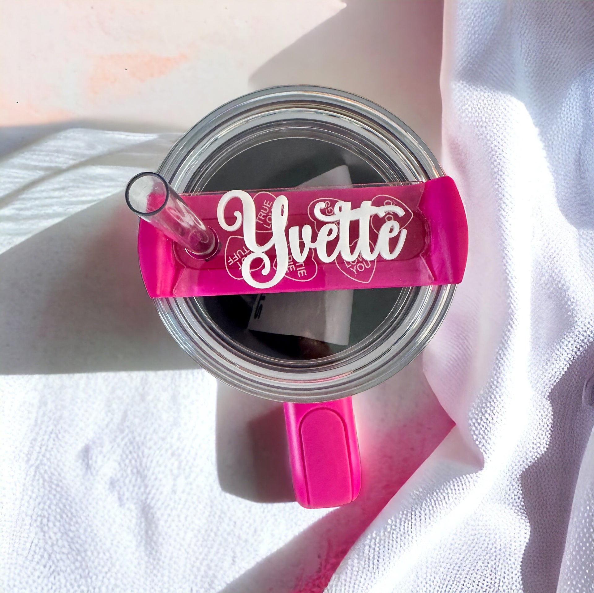 Valentines Stanley Name Plate, acrylic topper 30 or 40 oz - Coastal Chaos LLC