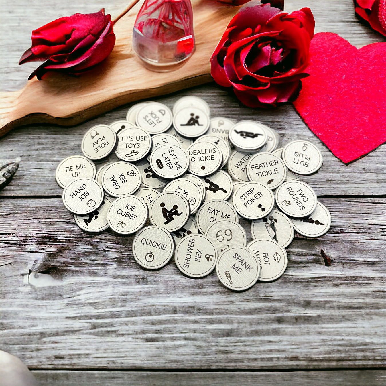 Love tokens - naughty activity tokens, romantic sexual tokens to spice up your romance - Coastal Chaos LLC