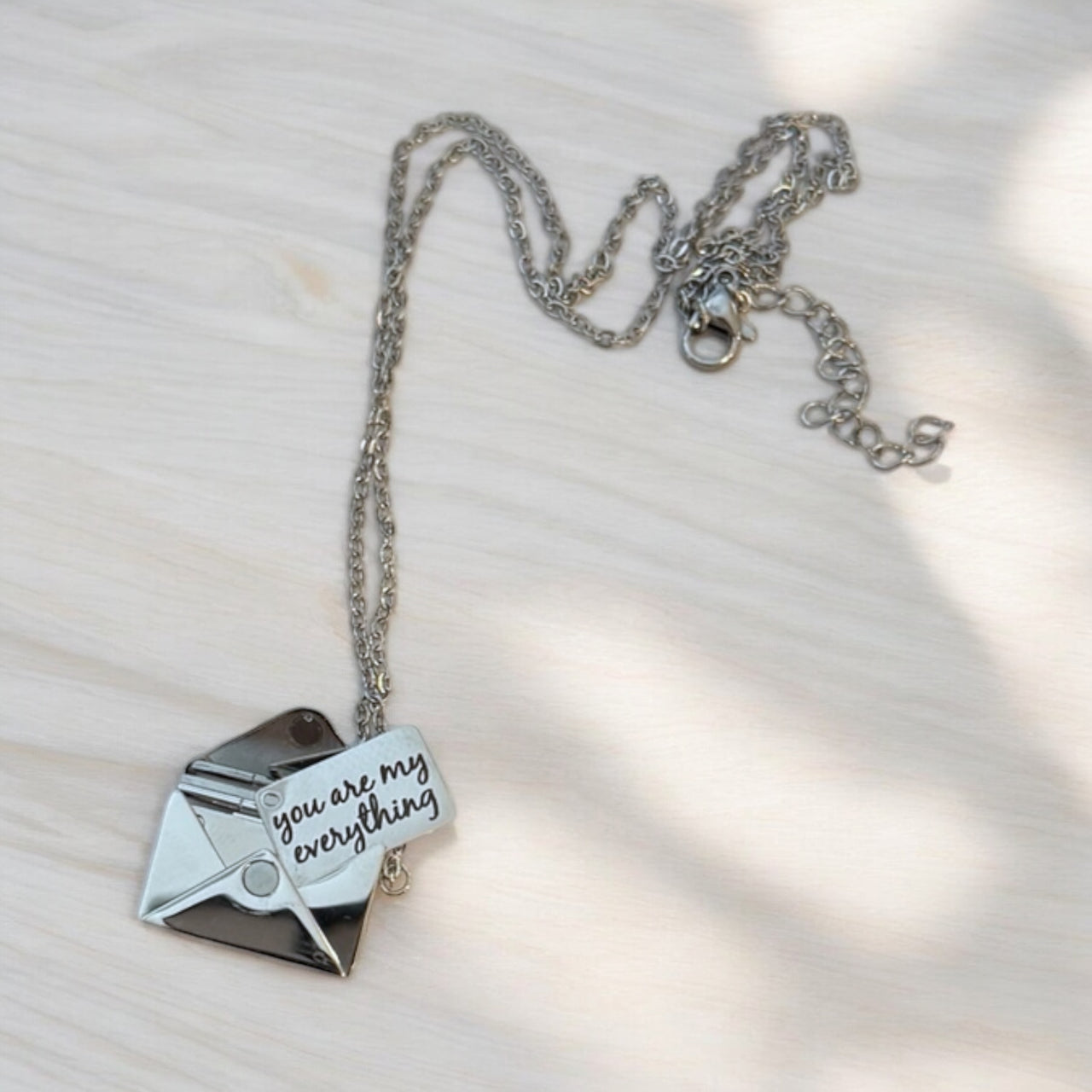 You Are My Everything Envelope Pendant Necklace - Sentimental Jewelry Gift for Her, Personalize with a custom message