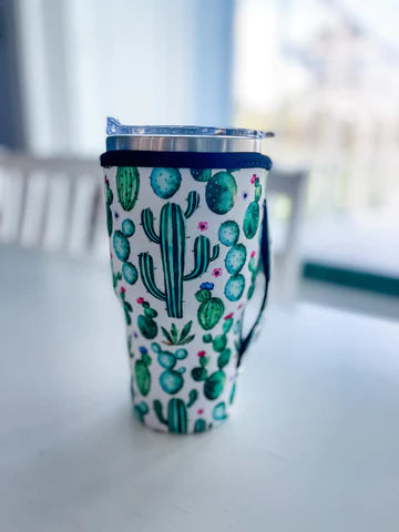 Tumbler sleeve with handle - cactus - Coastal Chaos LLC