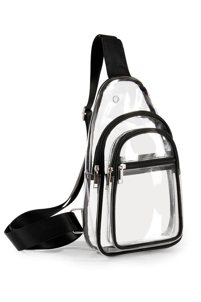 Black Strap Clear Sling Bag - Coastal Chaos LLC