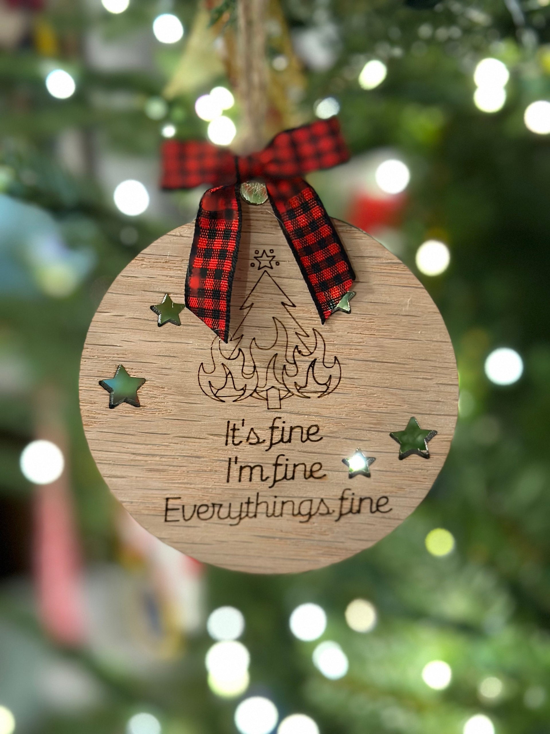 Its fine, Im fine, everythings fine ornament, humor, funny, chaos, fire, present, decor - Coastal Chaos LLC