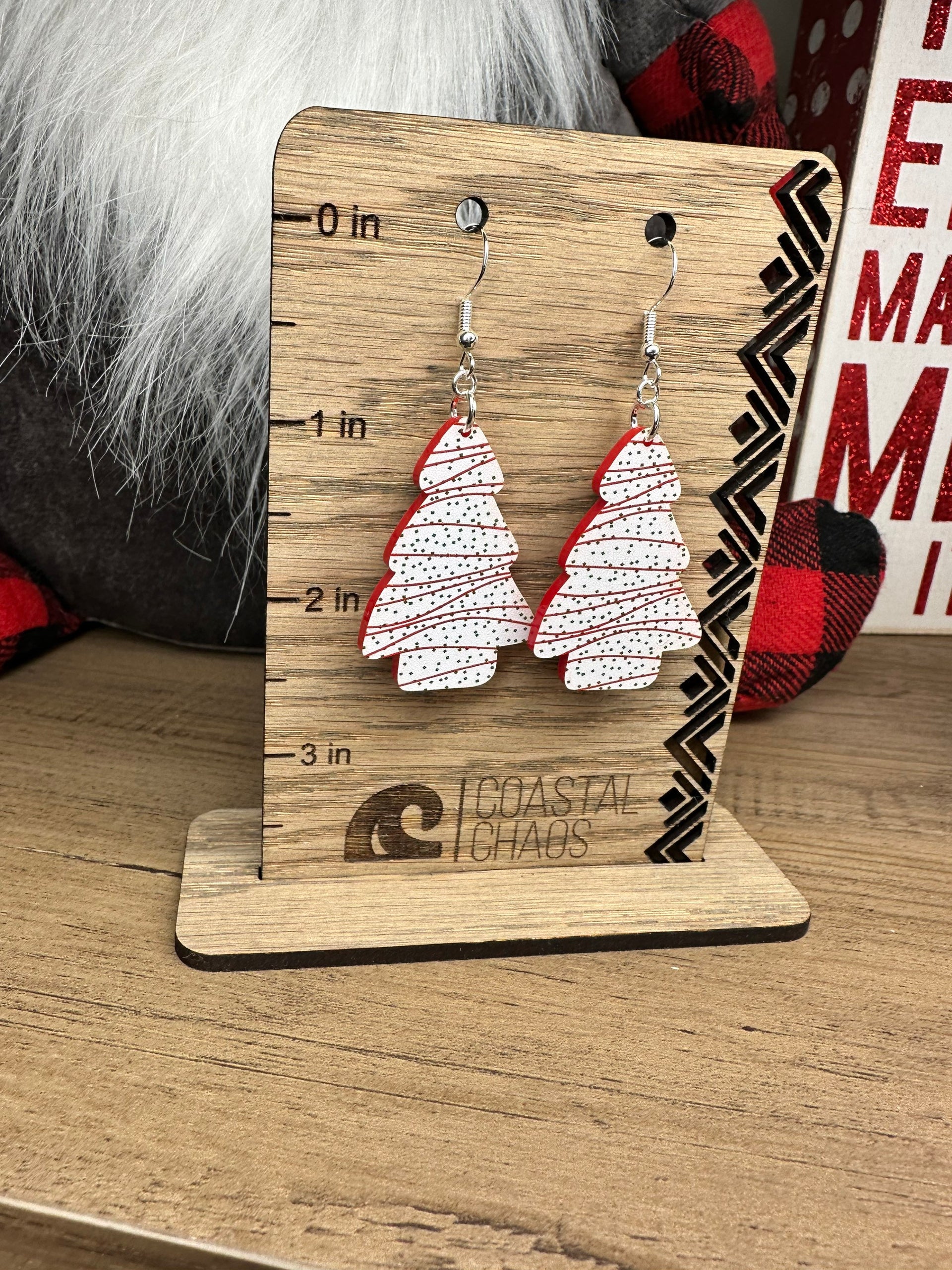 Christmas tree cake acrylic dangle & stud Earrings - Coastal Chaos LLC