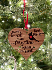 Missing loved one ornament, present, decor, death, celebrate, always loved, never forgotten, forever missed, remember - Coastal Chaos LLC