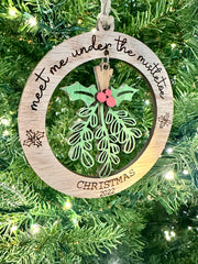 Meet me under the mistletoe ornament, Personalized - Coastal Chaos LLC