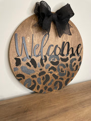 Leopard welcome sign - Coastal Chaos LLC